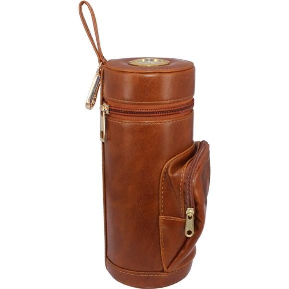 Upgrade Cedar Wood Lined Portable Travel Leather Cigar Humidor Case with Pocket - Picture 1 of 6